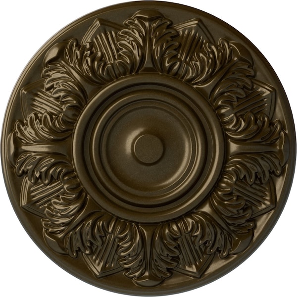 Ekena Millwork Whitman Ceiling Medallion (For Canopies up to 3 3/4"), Hand-Painted Brass, 13"OD x 1 3/8"P CM13WHBRS - main
